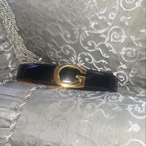 Gucci Black Leather Belt with Gold GUCCI G
